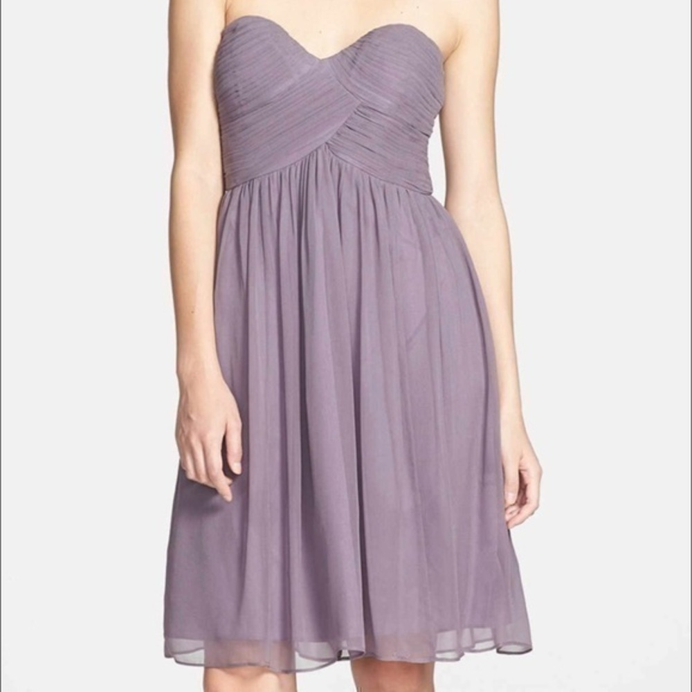 New Donna Morgan Lilac Strapless Silk Dress   (PA)